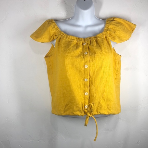 Texture & Thread Madewell yellow tie front top size medium - Picture 1 of 11